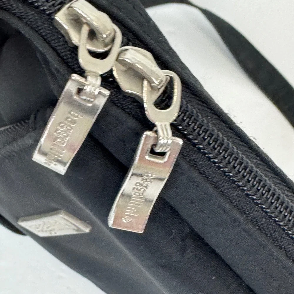 Baggallini Black Nylon Crossbody Bag Organizer Travel Purse Silver Hardware